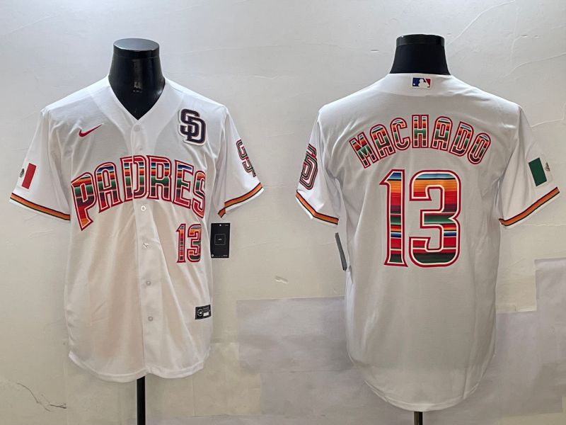 Men San Diego Padres #13 Machado White Fashion 2025 Nike MLB Jersey style 7->san diego padres->MLB Jersey